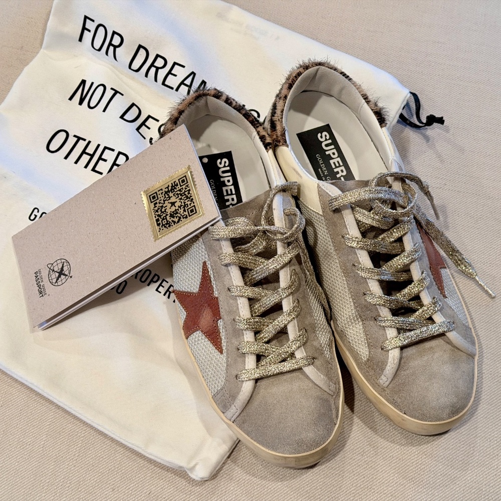 GOLDEN GOOSE | Super-Star with Leopard Print Calf Hair Heel + Burnt Orange Star - Picture 14 of 14